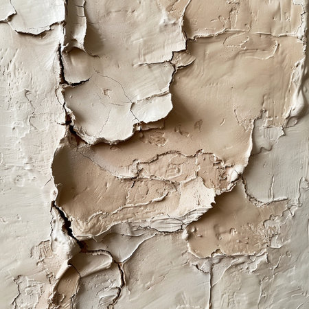 abstract background of old wall with peeling paint and plaster cracksの素材