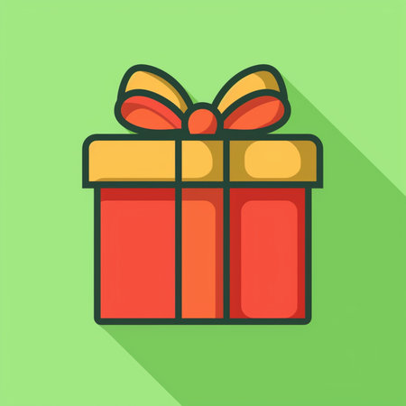 Gift box icon, vector illustration. Flat design style with long shadow.のイラスト素材