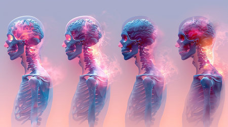 Human Skeleton Anatomy For Medical Concept 3D Illustration.の素材