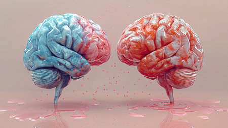 Human brain, 3d render, digital illustration. Brainstorming conceptの素材