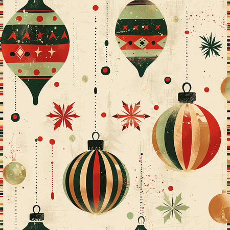 Seamless pattern with Christmas baubles. Vector illustration.の素材