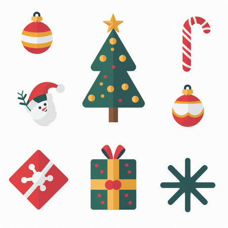 Set of Christmas icons. Vector illustration in flat style. Eps 10のイラスト素材