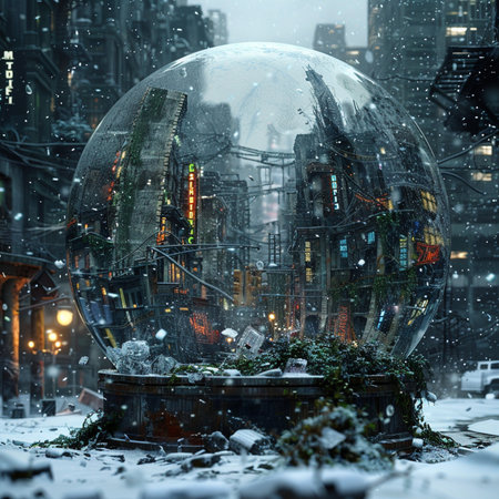 Snow globe in New York City, USA. 3D rendering.の素材