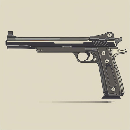 Hand gun isolated on white background. Vector illustration in retro style.のイラスト素材