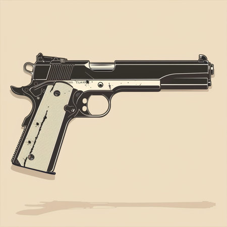pistol on beige background, vector illustration, eps10