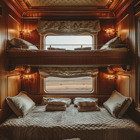 Vintage interior of a luxury camper van. 3d renderingの素材