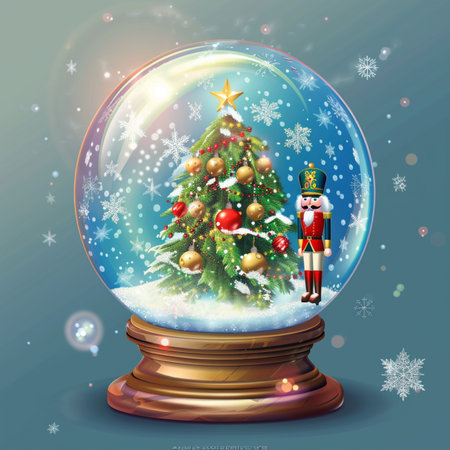Christmas snow globe with Santa Claus and Christmas tree. Vector illustration.のイラスト素材