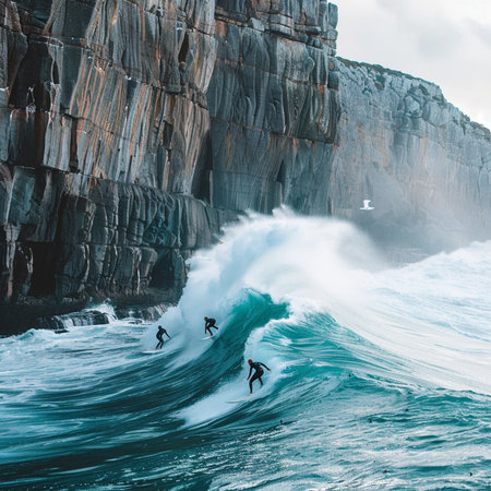 Surfer on the ocean wave. Surfer rides a wave.の素材