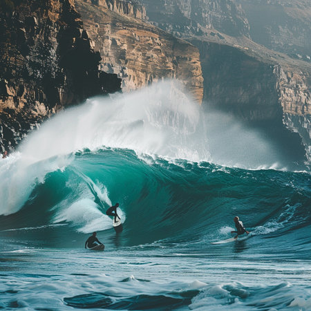 Surfer on Blue Ocean Wave, Grand Canyon, Arizona, USAの素材