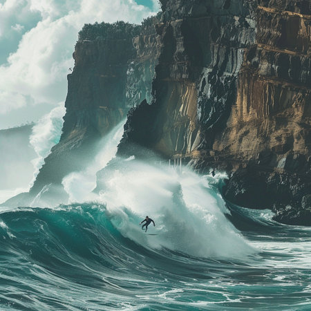 Surfer in ocean wave. Surfer on the ocean wave.の素材
