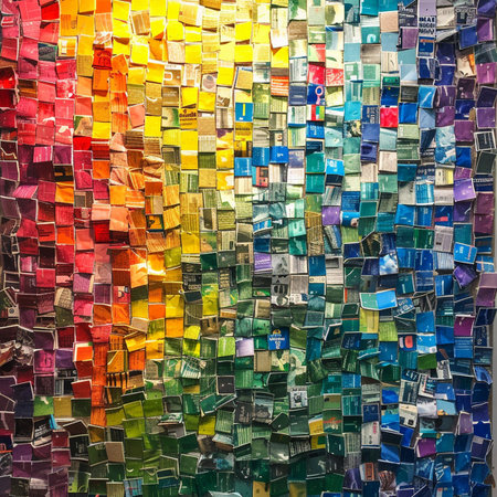 Colorful mosaic on the wall of a shop in Lisbon, Portugalの素材