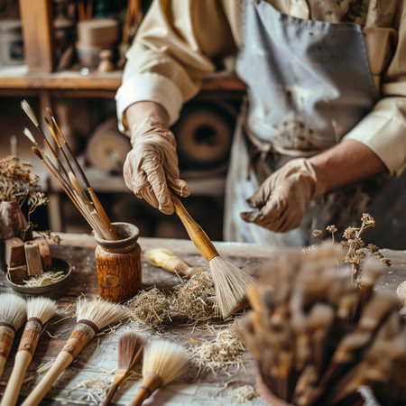 Professional potter working in his workshop. Close-up shot.の素材