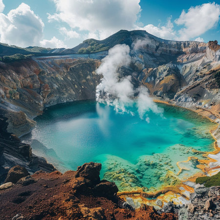 Crater of Kawah Ijen volcano in East Java, Indonesiaの素材