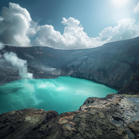 Beautiful view of the crater of Kawah Ijen volcano, Indonesiaの素材