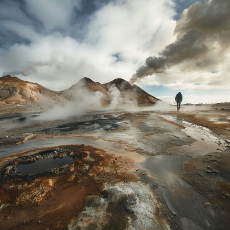 Hveravellir geothermal area, Iceland, Europeの素材
