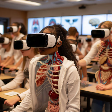 Virtual reality experience, virtual reality experience with 3D glasses and human skeletonの素材