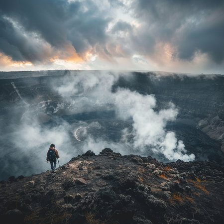 Hike in Hawaii Volcanoes National Park, Big Island, USAの素材