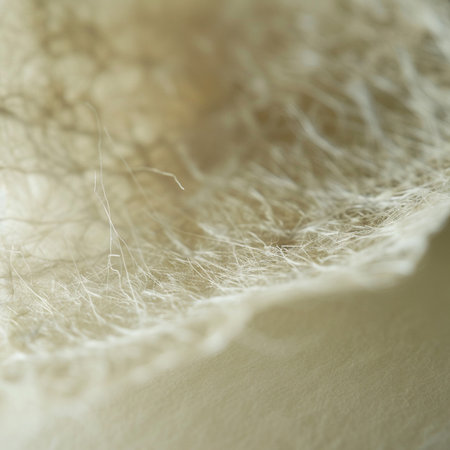 Close-up of a woolen thread on a white background.の素材