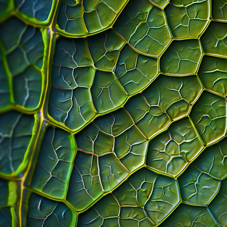 abstract background of green leaf with cracks and holes, close upの素材
