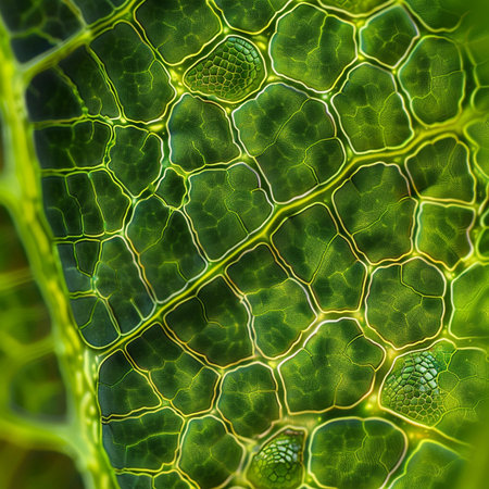 Macro closeup of green leaf texture. Abstract background for design.の素材