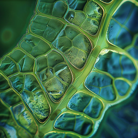 Close-up of green leaf with dew drops. Abstract background.の素材