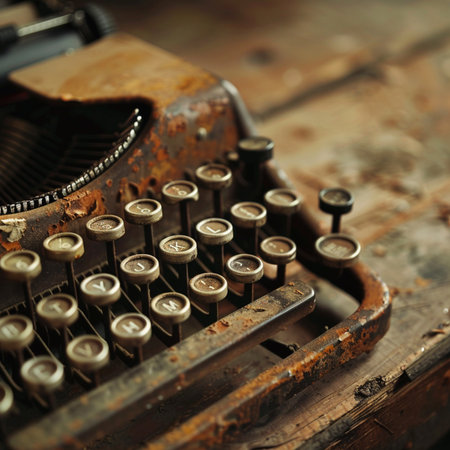 Vintage typewriter, close-up, shallow depth of fieldの素材