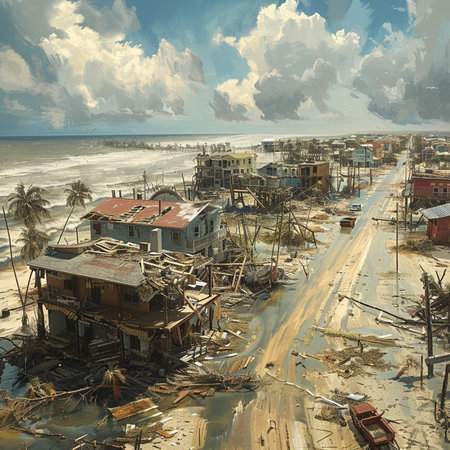 Abandoned village on the coast of Sri Lanka. Vintage painting.の素材