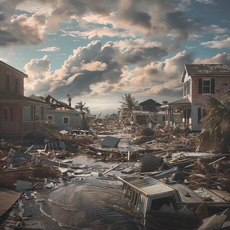 Ruins of a house on the coast of the Gulf of Mexico.の素材