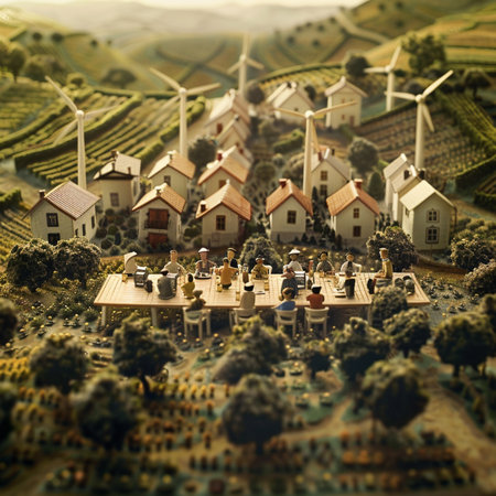 Miniature of the city with windmills. The concept of ecologyの素材