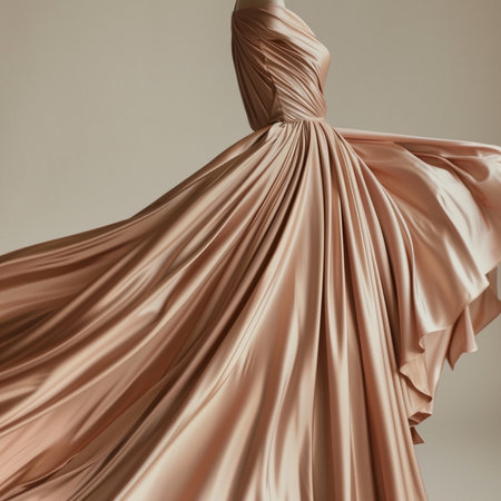 Wedding dress on a beige background. Wedding dress.の素材