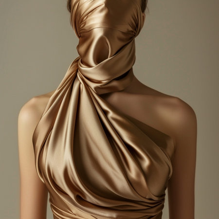Fashion art photo of a female body in a silk scarf.の素材
