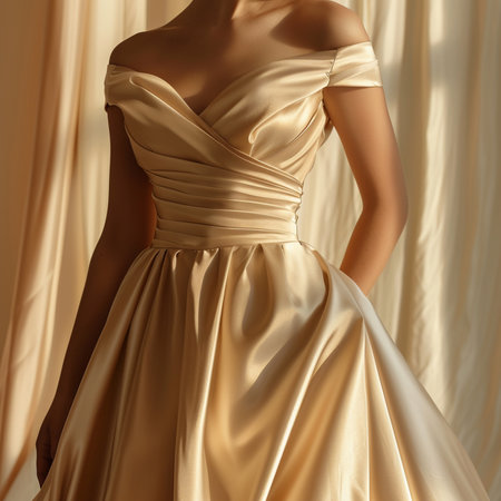 Beautiful wedding dress on a mannequin in the studio.の素材