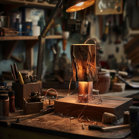 Metalworking in a workshop. Metalworking. Workplace of a jeweler.の素材