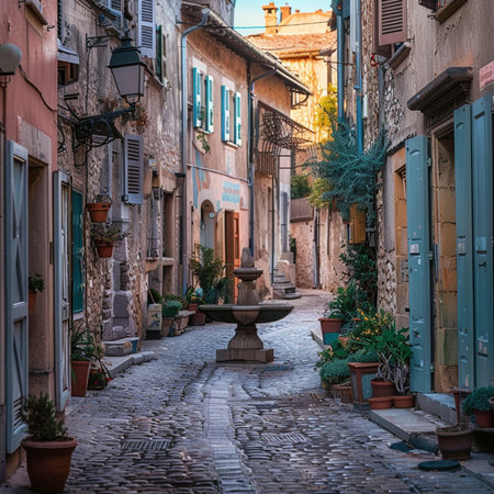 Old street in the old town of Rovinj, Croatiaの素材