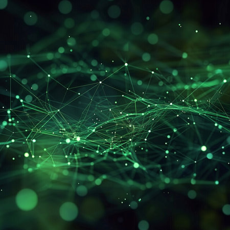 3d rendering of abstract technology background with glowing particles. Network conceptの素材