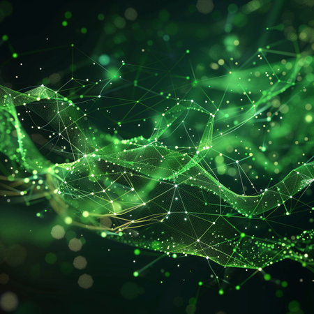 3d rendering of abstract technology background with connecting dots and lines.の素材