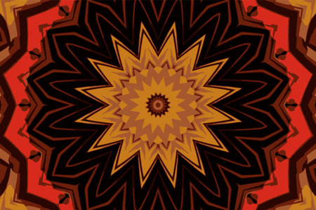 Abstract ornament consisting of fractal spirals and various patterns with a beautiful flower in the centerのイラスト素材