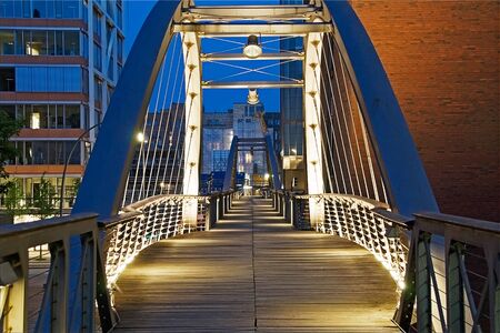 Hamburg Speicherstadt bridge in HDRの写真素材