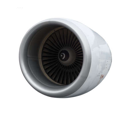 A close-up of a jet engine  Isolated on white backgroundの写真素材