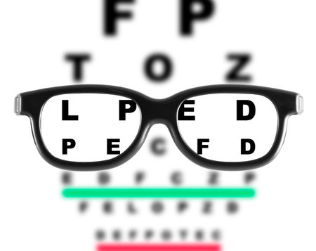 Eyeglasses with eye chart