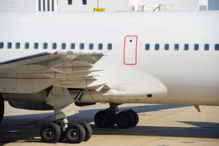 Airliner wing and wheel detailの写真素材
