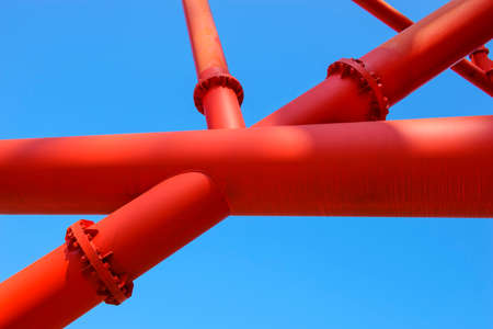 Steel construction frame with blue sky backgroundの写真素材