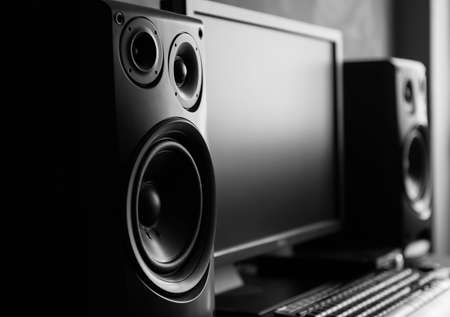 Speaker at recording studioの写真素材