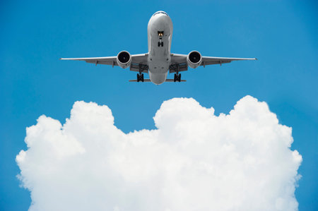 Aiplane with copy space in the sky