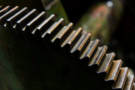 Close up image of a steel gear