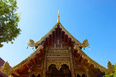 Golden ancient texture of Thailand temple roofの写真素材