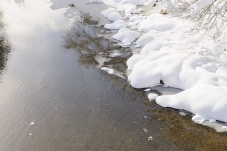 River mountain ice snow stonesの写真素材