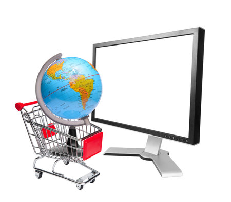 Global market concept with blank LCD monitor