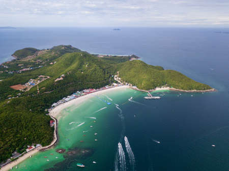 Aerial view of Tawean beach at Ko Lan, Pattayaの写真素材