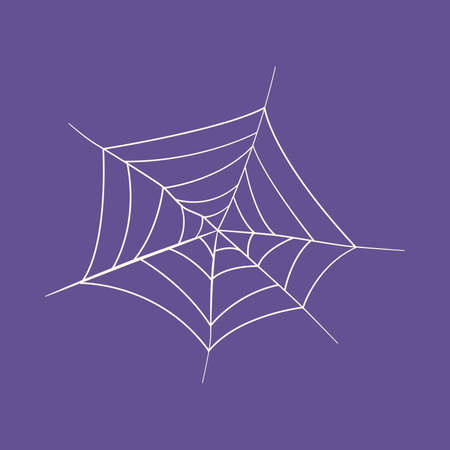 Halloween cobweb on purple design backdrop, illustration.のイラスト素材